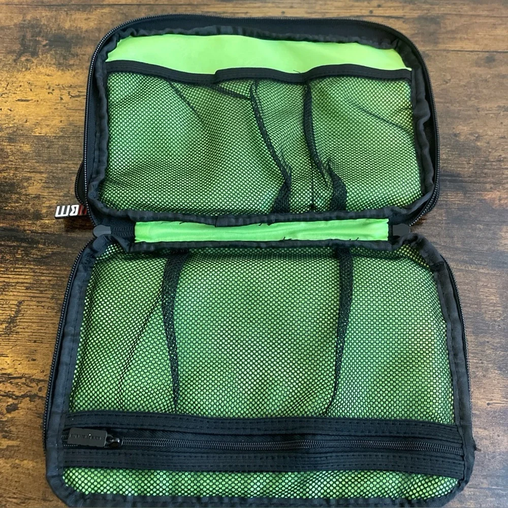 BUBM Double Layer Med Travel Gear Organizer Electronics Accessories Bag In Black